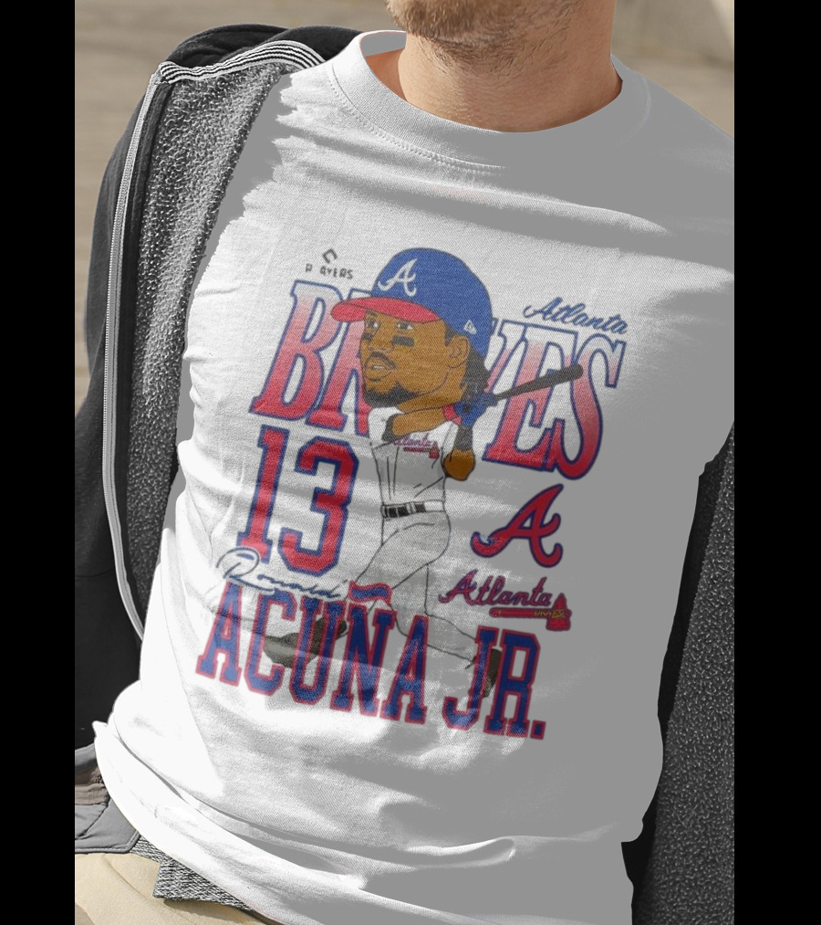 Atlanta Braves Ronald Acuña Jr. Caricature 13 Atlanta Baseball T-Shirt