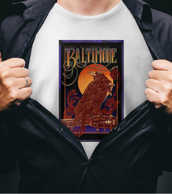 Billy Strings Baltimore October 31-November 1 2024 CFG Bank Arena Event Raven T-Shirt