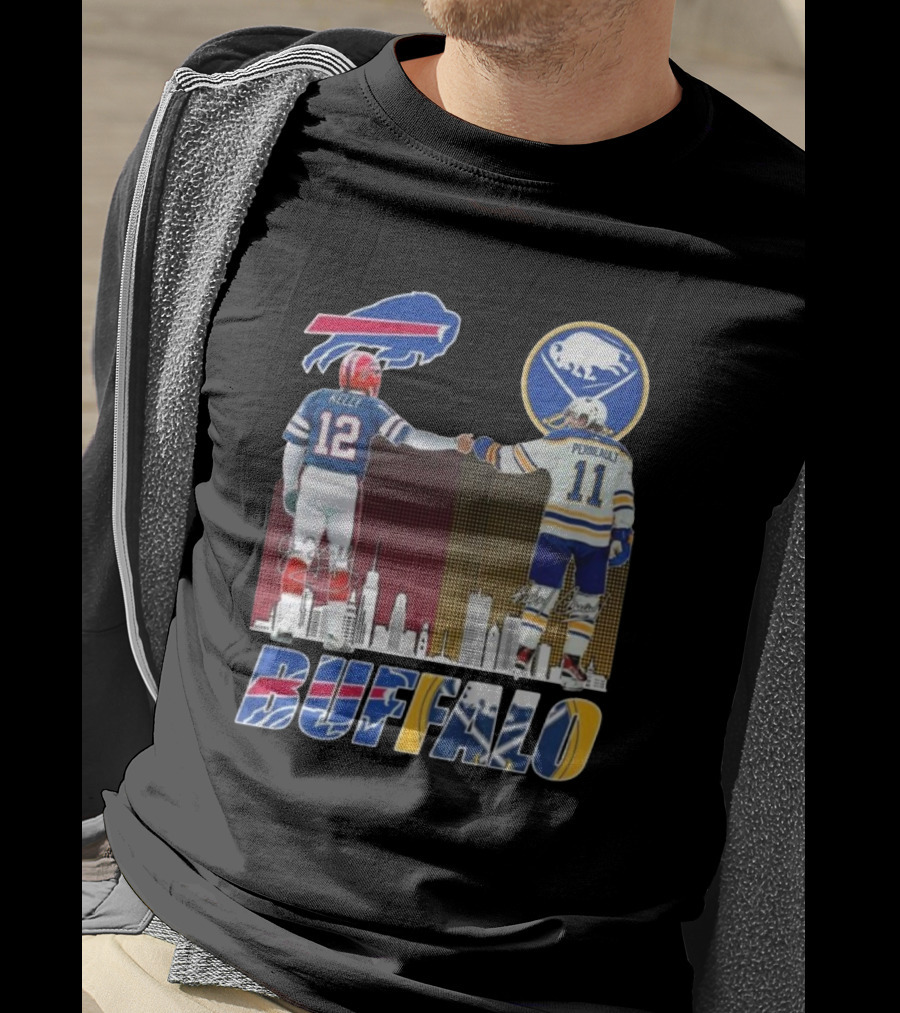 Buffalo Bills Sabres Kelly Perreault Signatures Skyline T-Shirt