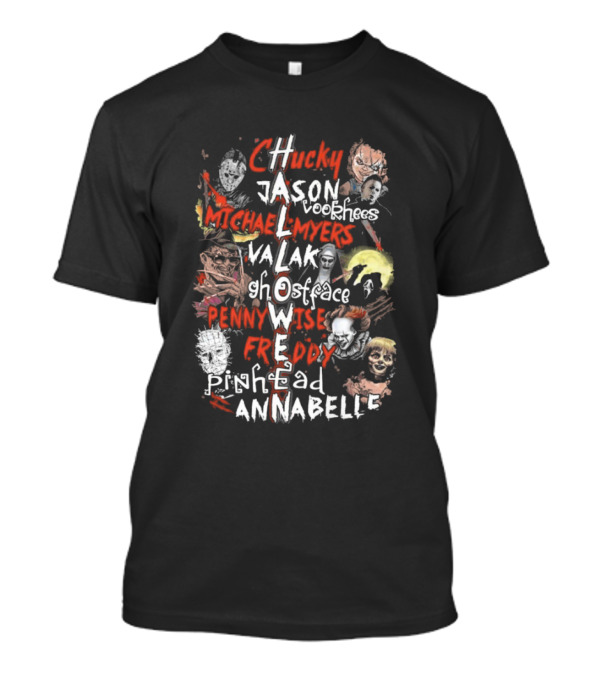 Chucky Jason Voorhees Michael Myers Valak Ghostface Pennywise Freddy Pinhead Annabelle Halloween T-Shirt