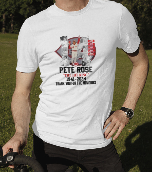 Cincinnati Reds Pete Rose The Hit King 1941-2024 Thank You For The Memories T-Shirt