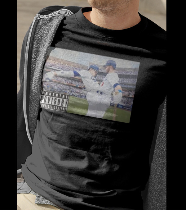 Clayton Kershaw Shohei Ohtani Los Angeles Dodgers Parental Advisory Explicit Content Stadium Scene T-Shirt
