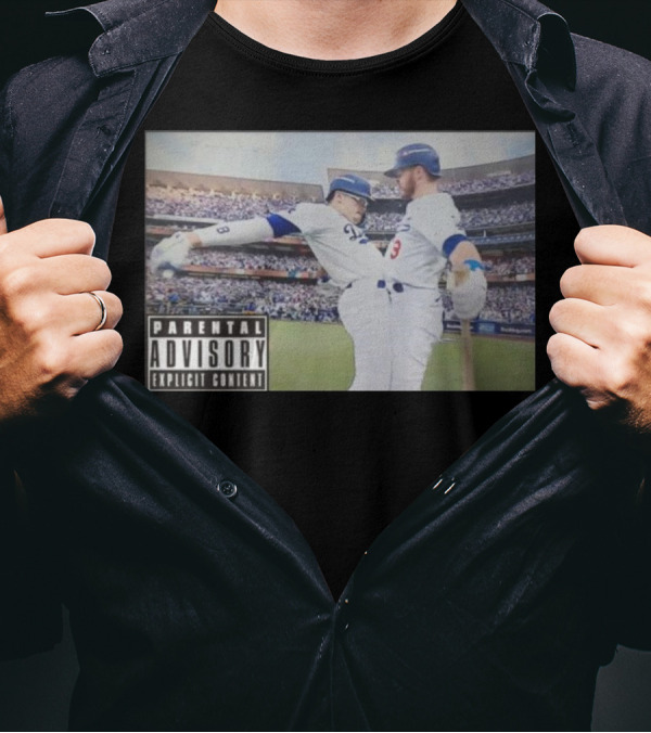 Clayton Kershaw Shohei Ohtani Los Angeles Dodgers Parental Advisory Explicit Content Stadium Scene T-Shirt