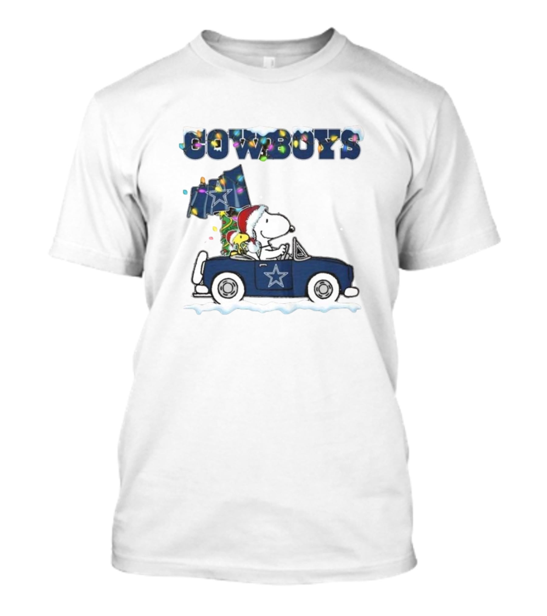 Cowboys Snoopy Christmas Car Cartoon Sports T-Shirt