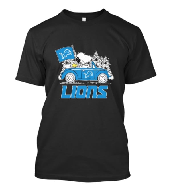 Detroit Lions Snoopy Peanuts Car Christmas Sports T-Shirt