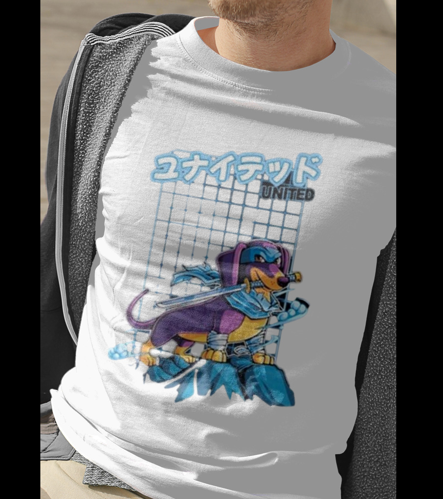 Dylan United Unitedgamer Bumi Ninja Dog On Rock With Sword And Blue Scarves T-Shirt