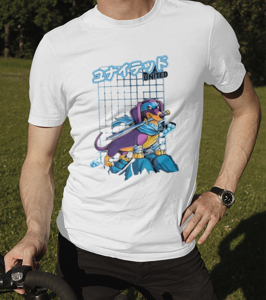 Dylan United Unitedgamer Bumi Ninja Dog On Rock With Sword And Blue Scarves T-Shirt