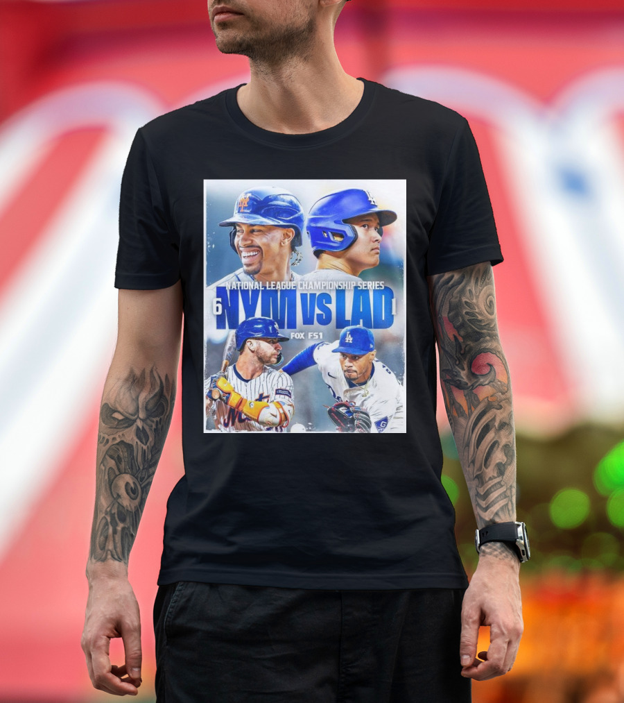 National League Championship Series NYM vs LAD Face Off Fox FS1 T-Shirt