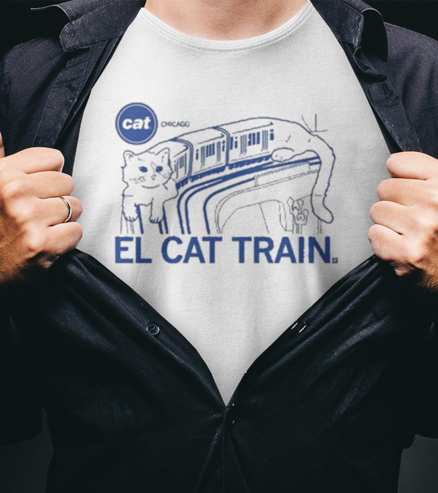 Chicago Cat El Cat Train Raygun T-Shirt