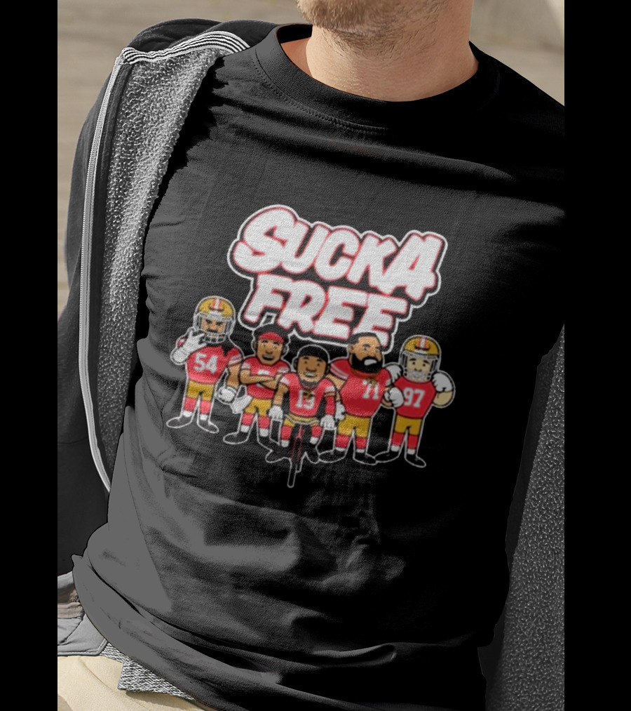 Sucka Free 5 San Francisco 49ers NFL Cartoon Players 54 13 71 97 T-Shirt