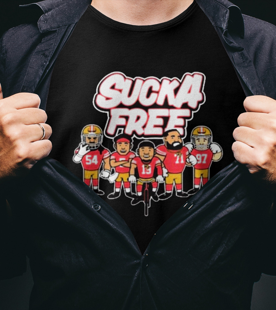 Sucka Free 5 San Francisco 49ers NFL Cartoon Players 54 13 71 97 T-Shirt