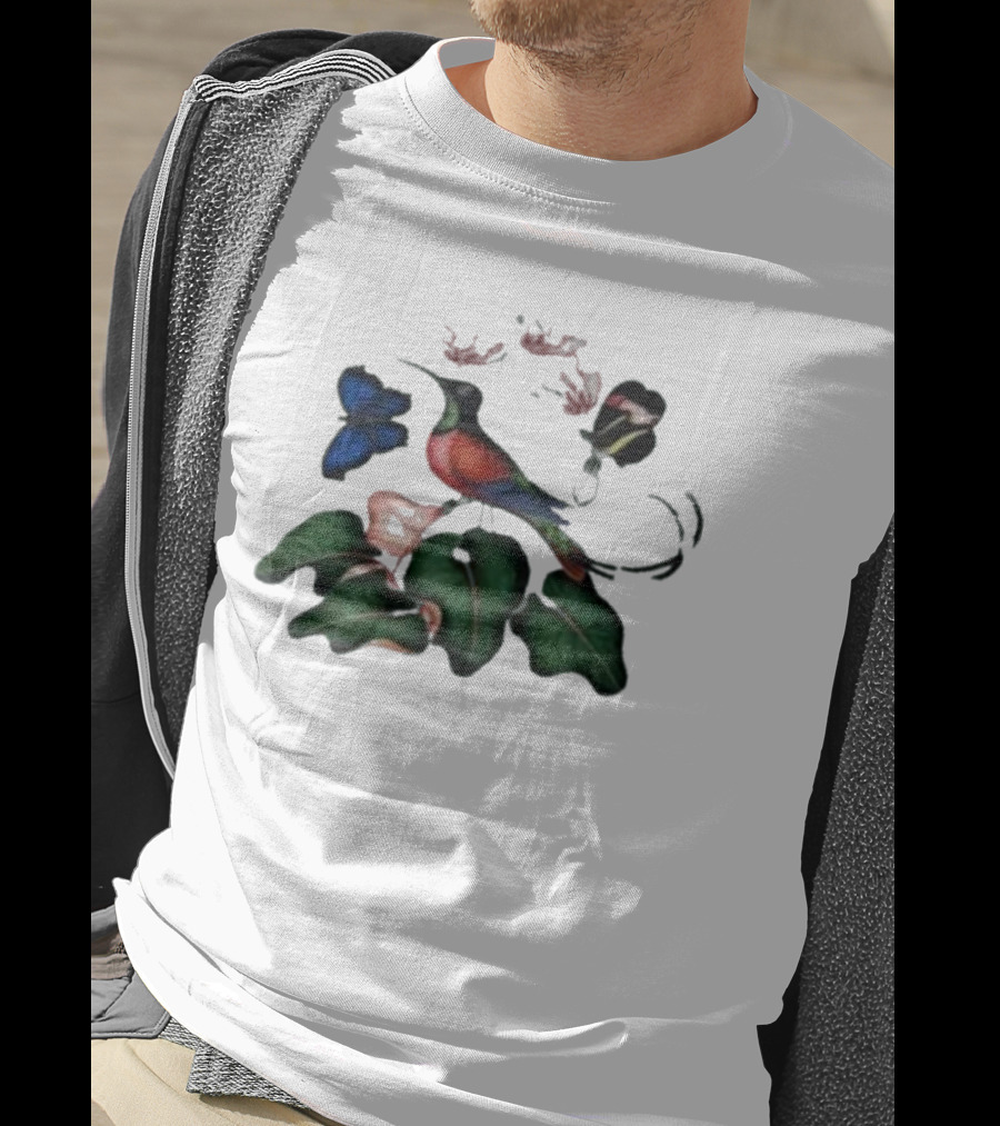 Yoshinobu Yamamoto The Dybdahl Co Hummingbird And Butterflies Among Flowers T-Shirt