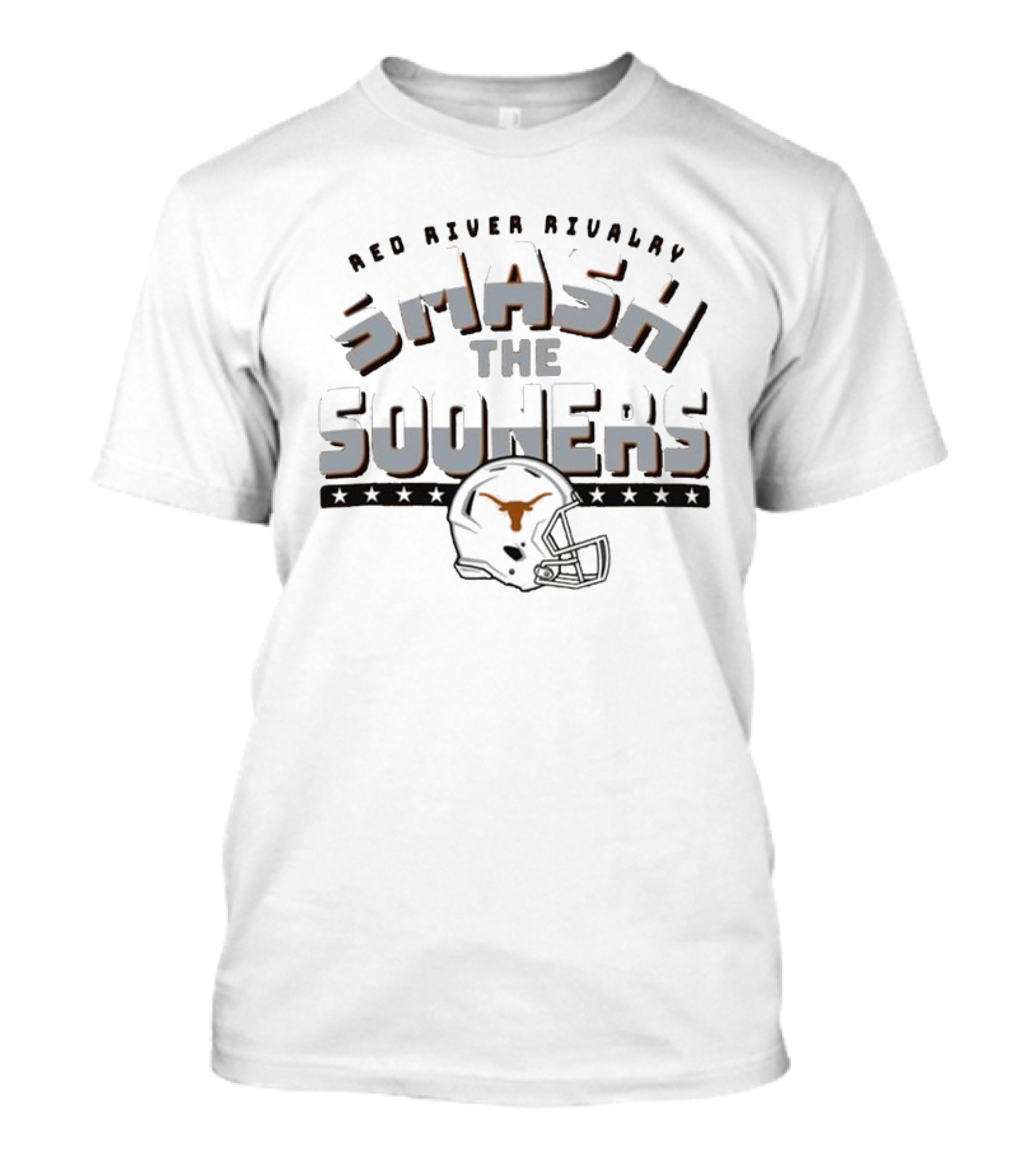 Red River Rivalry Smash The Sooners Texas Longhorns Helmet T-Shirt