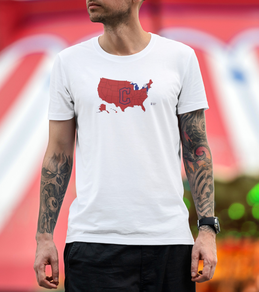 Map Of Who America Is Rooting For In The NLCS Cleveland Guardians MLB Logo USA Outline T-Shirt