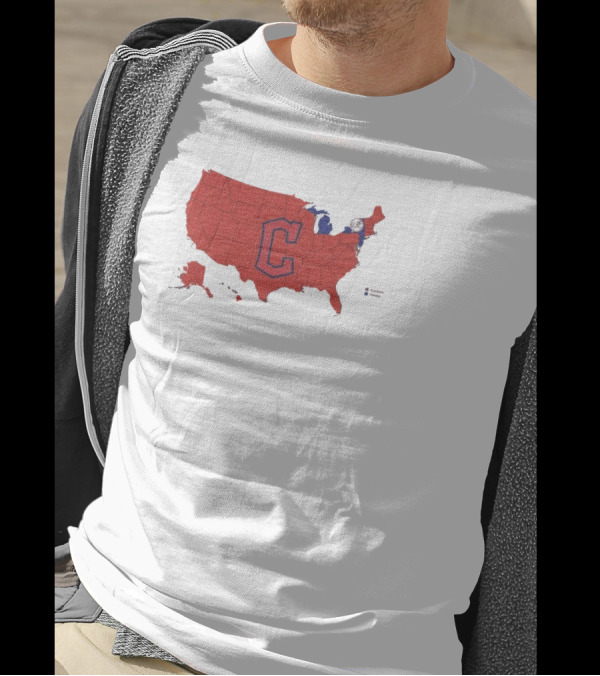 Map Of Who America Is Rooting For In The NLCS Cleveland Guardians MLB Logo USA Outline T-Shirt