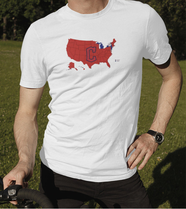 Map Of Who America Is Rooting For In The NLCS Cleveland Guardians MLB Logo USA Outline T-Shirt