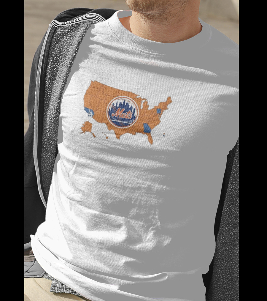 Map Of America Rooting For Mets With Dodgers And Braves Highlights In NLCS MLB T-Shirt