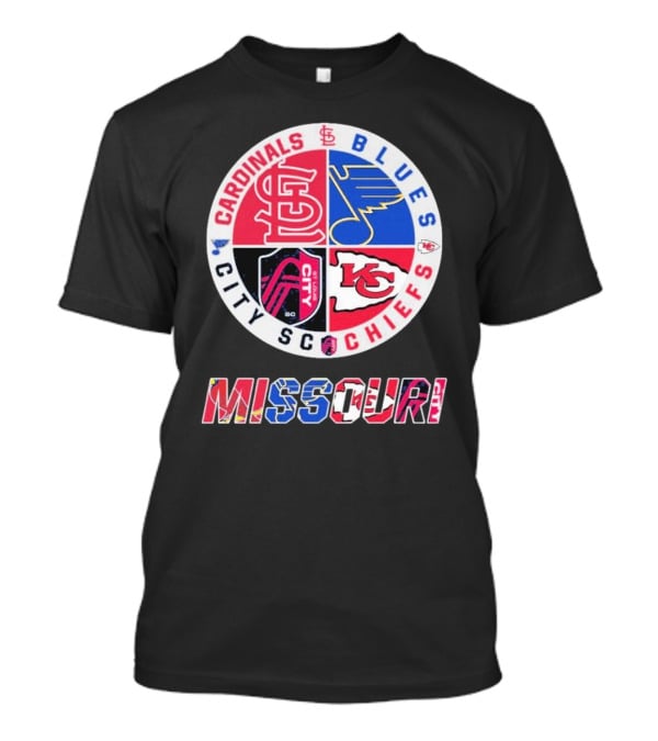 Missouri Cardinals Blues City SC Chiefs Logo Collection T-Shirt