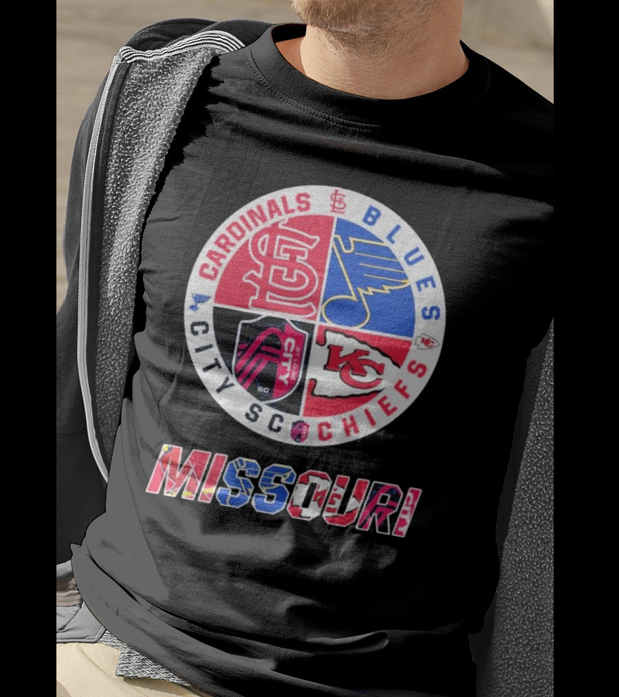 Missouri Cardinals Blues City SC Chiefs Logo Collection T-Shirt