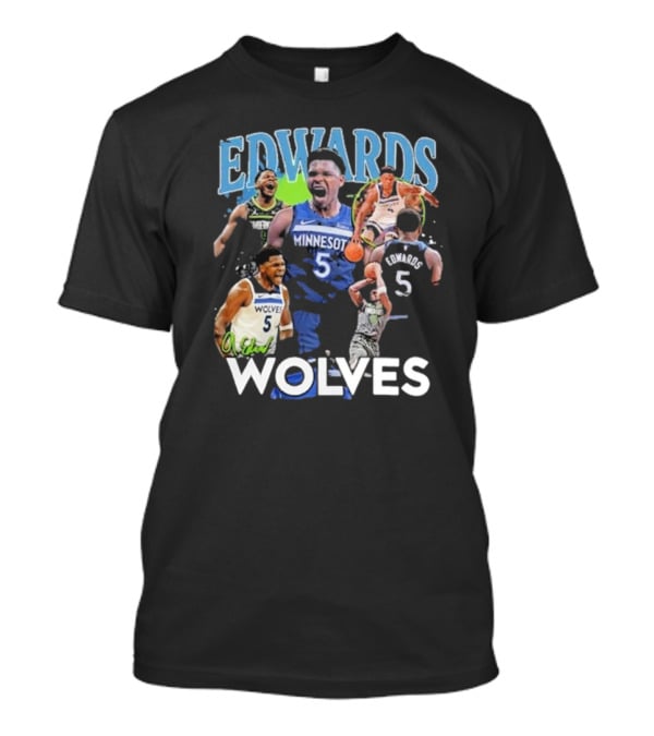EDWARDS Minnesota Wolves Number 5 Basketball Action Collage T-Shirt