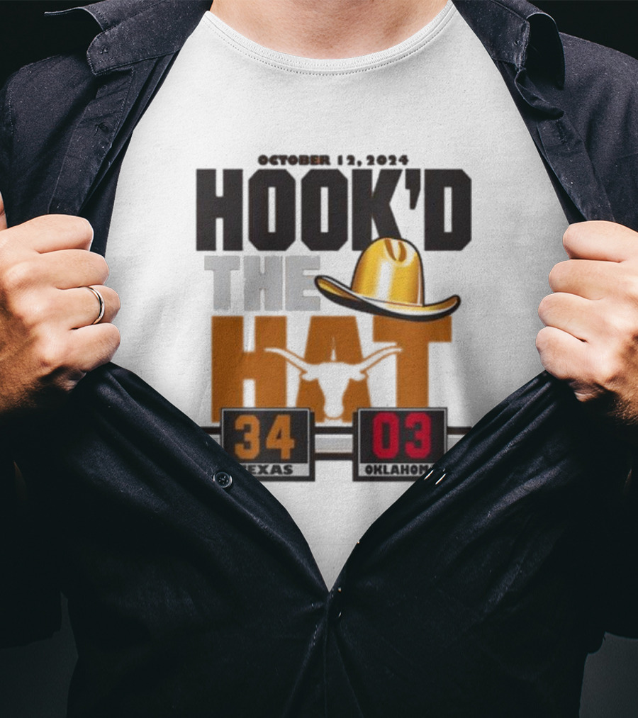 Hook’d The Hat 34 3 Texas Longhorns Red River Rivalry Score T-Shirt