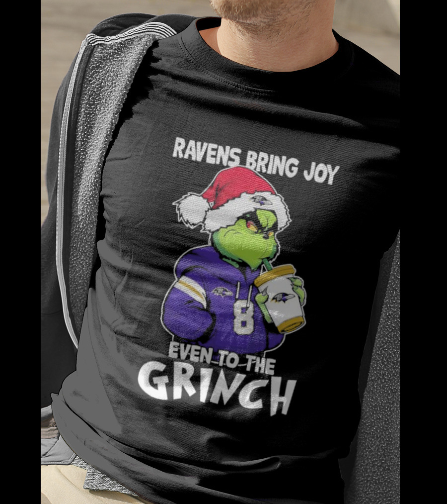Ravens Bring Joy Even To The Grinch Christmas T-Shirt