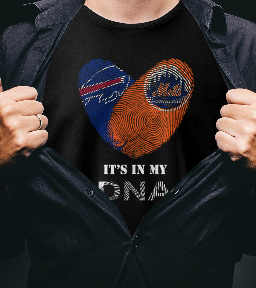 Buffalo Bills New York Mets It's In My DNA Heart T-Shirt