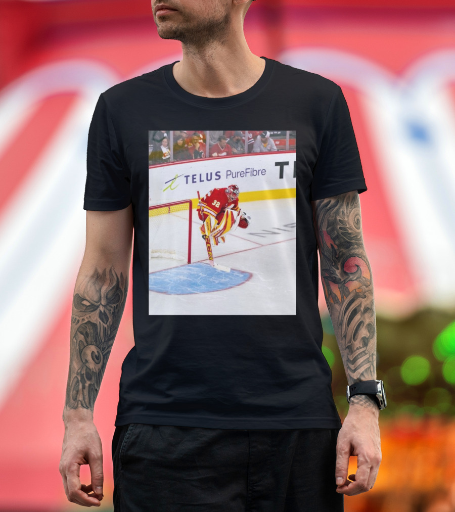 Calgary Flames Wolfie Content NHL Hockey Goalie Action T-Shirt