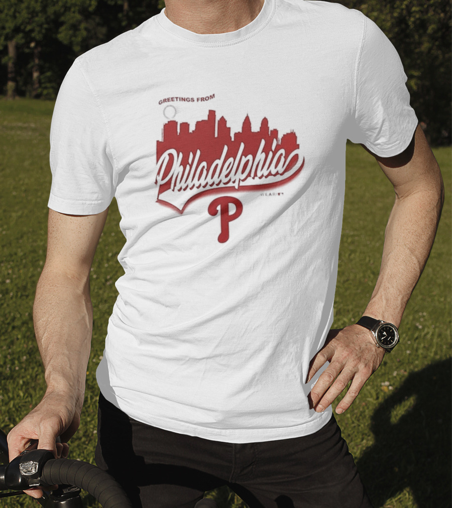 Greetings From Philadelphia Phillies Skyline T-Shirt