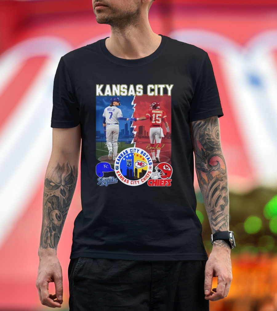 Kansas City Royals Robert Witt Jr. Chiefs Patrick Mahomes Signatures Royals Chiefs T-Shirt