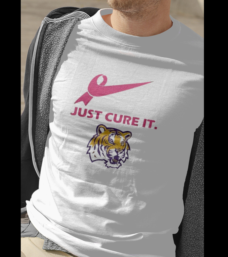 LSU Tigers Pink Ribbon Just Cure It T-Shirt