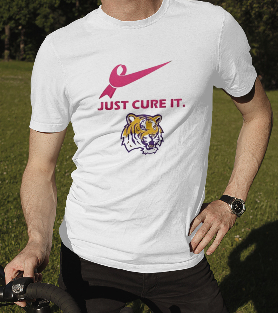 LSU Tigers Pink Ribbon Just Cure It T-Shirt