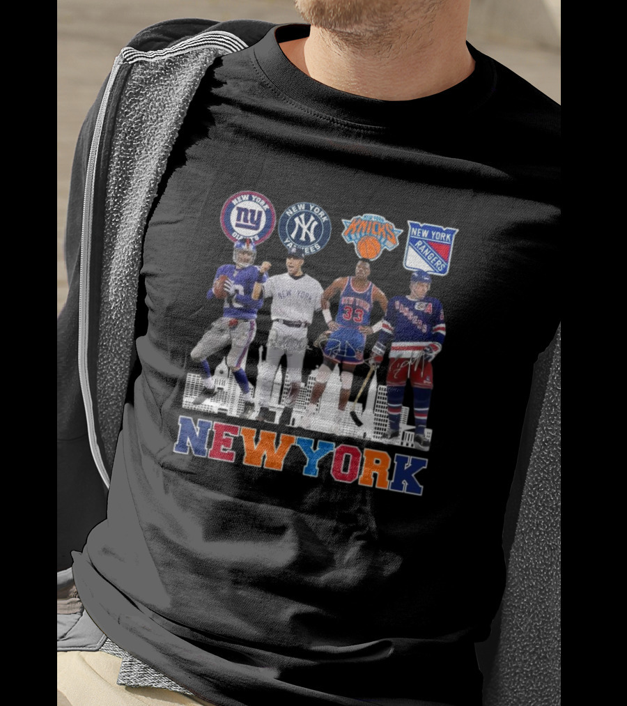 New York Giants Yankees Knicks Rangers Signatures Legend T-Shirt