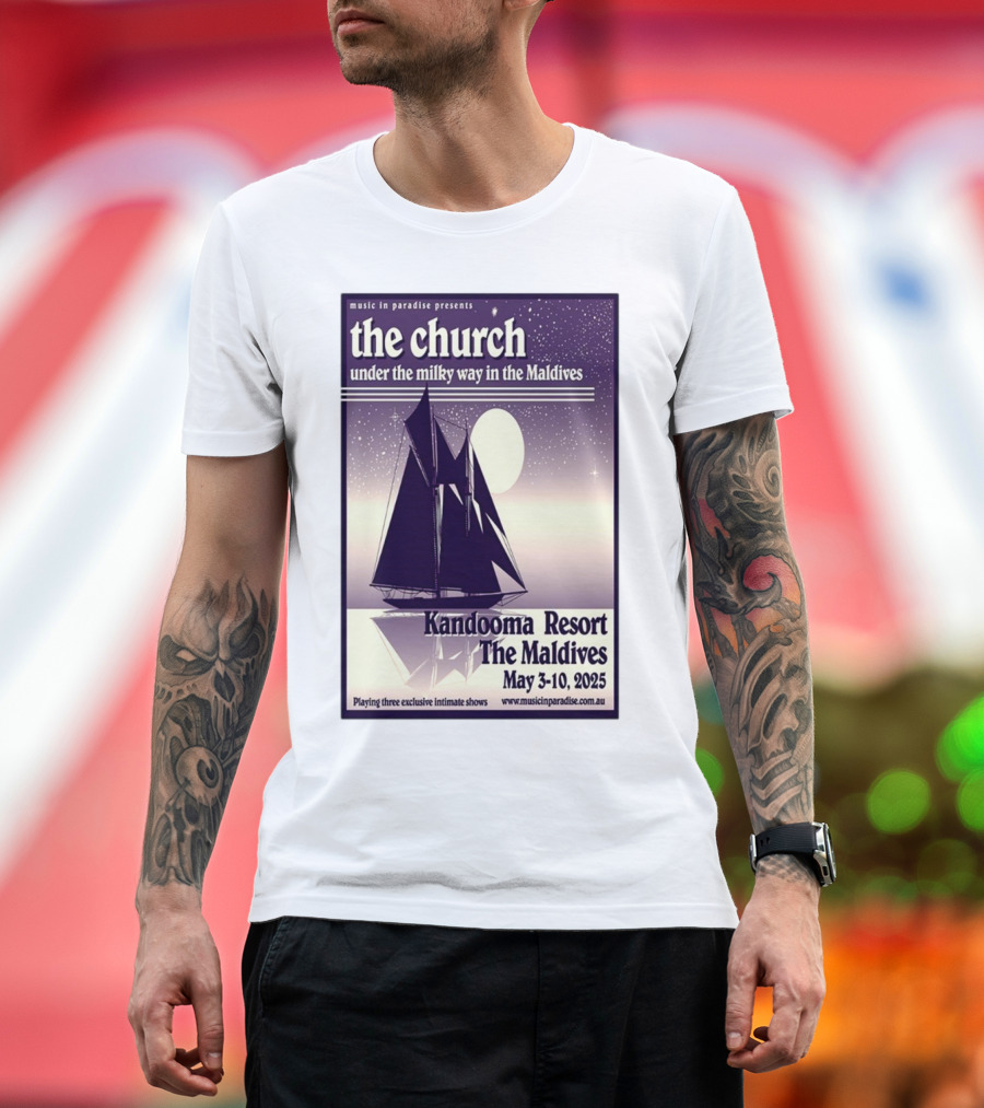 the church under the milky way in the maldives kandooma resort the maldives may 3-10 2025 music in paradise presents T-Shirt