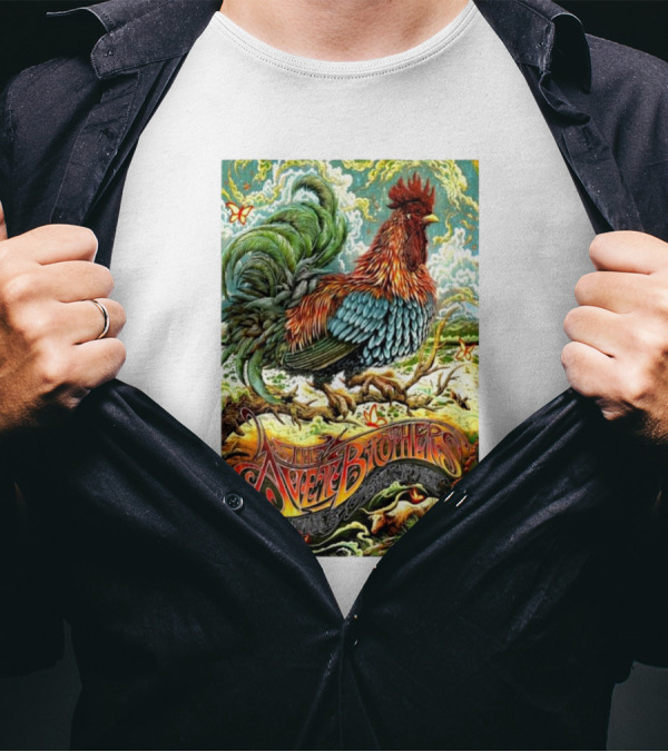 The Avett Brothers Grand Prairie TX Oct 11 2024 Rooster Artwork Event T-Shirt