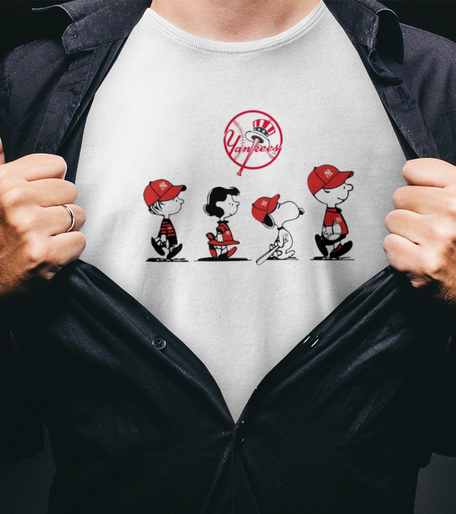 Peanuts Characters Yankees Baseball T-Shirt