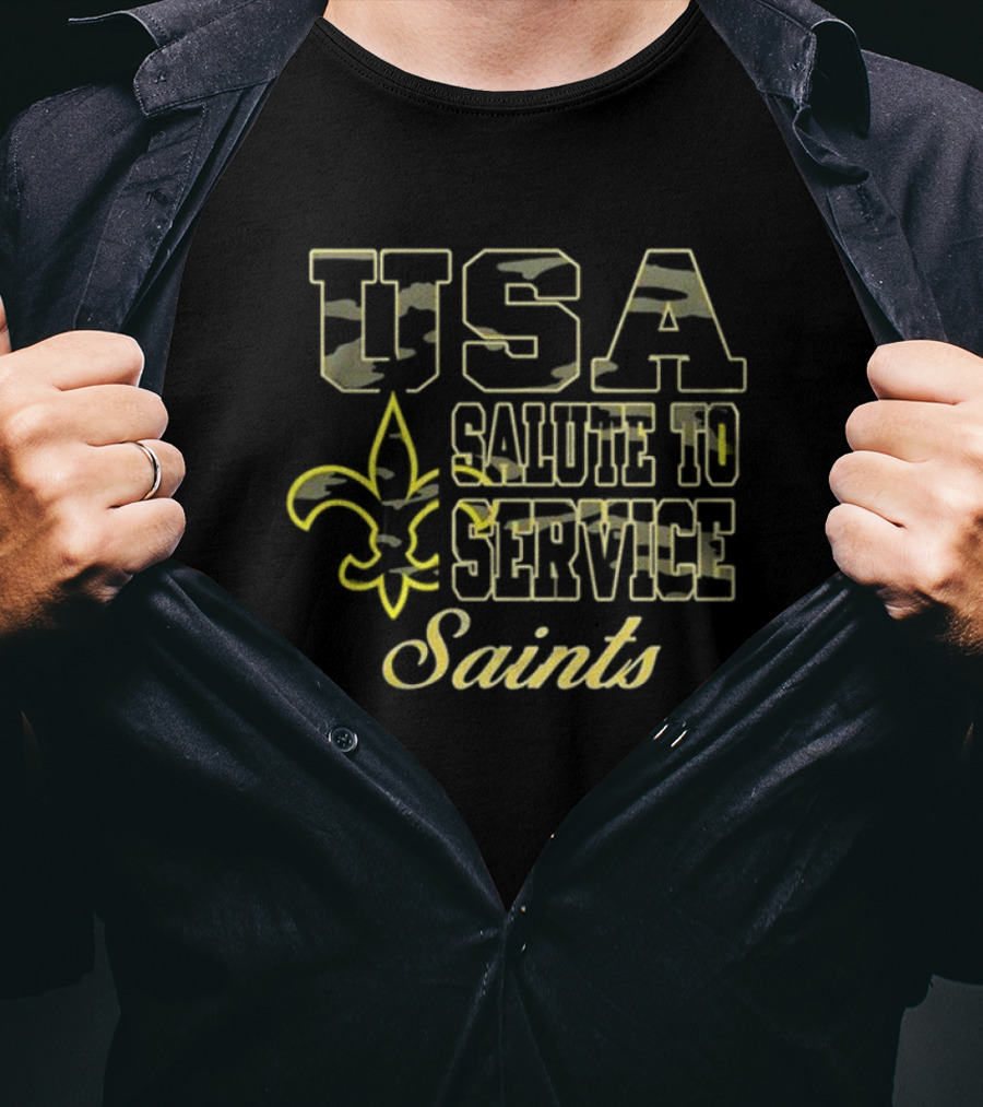 USA Salute To Service Saints Fleur-de-Lis Camo T-Shirt
