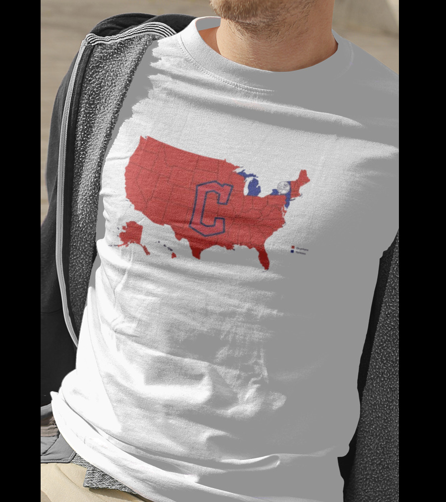 Map Showing Cleveland Guardians Dominance Over New York Yankees In ALCS Fan Support Across America T-Shirt