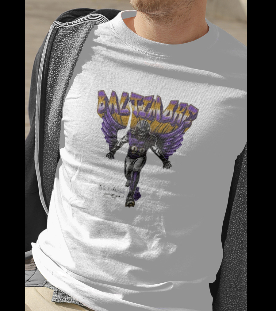Baltimore Ravens Superbowl Champ Football Player With Ravens Wings T-Shirt