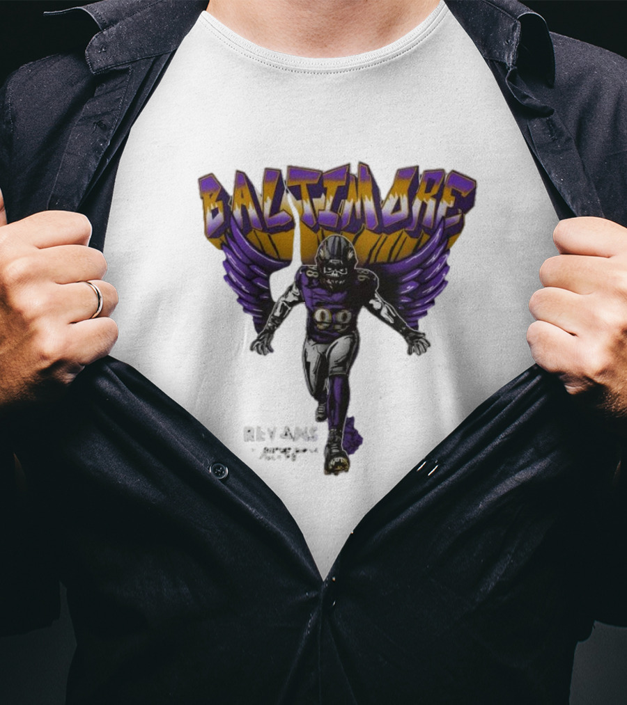 Baltimore Ravens Superbowl Champ Football Player With Ravens Wings T-Shirt