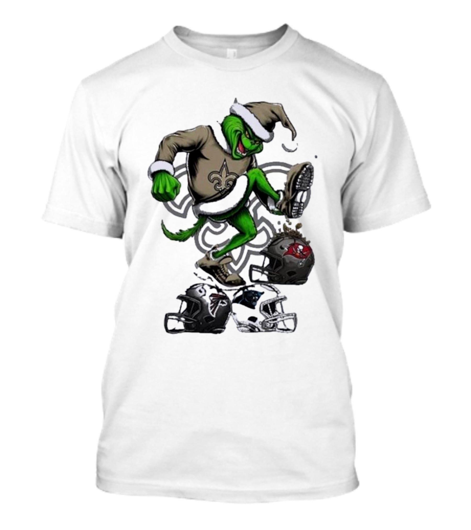 Grinch Crushes Rival NFL Teams In New Orleans Saints Gear T-Shirt