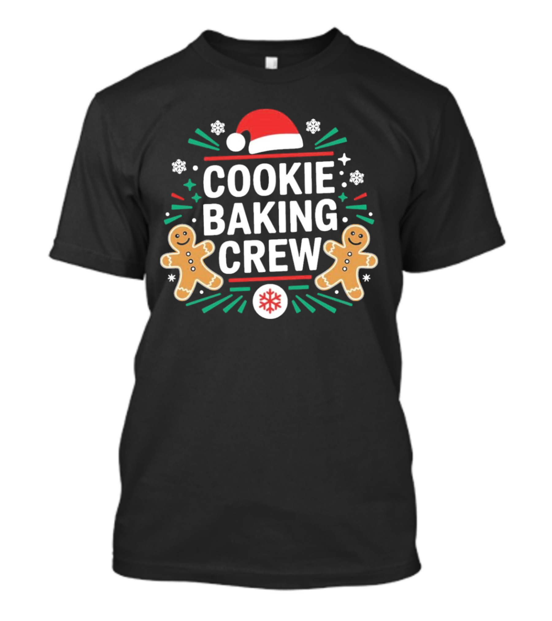 Cookie Baking Crew Christmas Gingerbread Festive Santa Hat Snowflakes T-Shirt