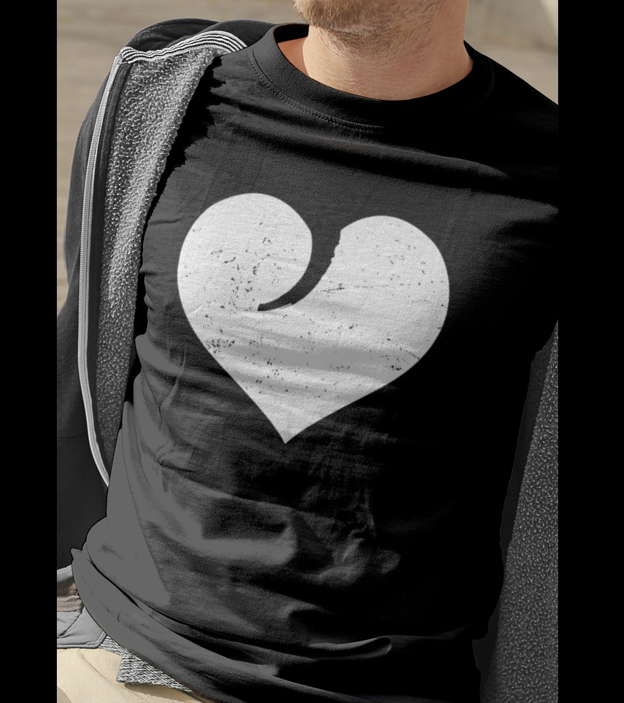 Gun Trigger Heart Distressed White Heart Shape T-Shirt