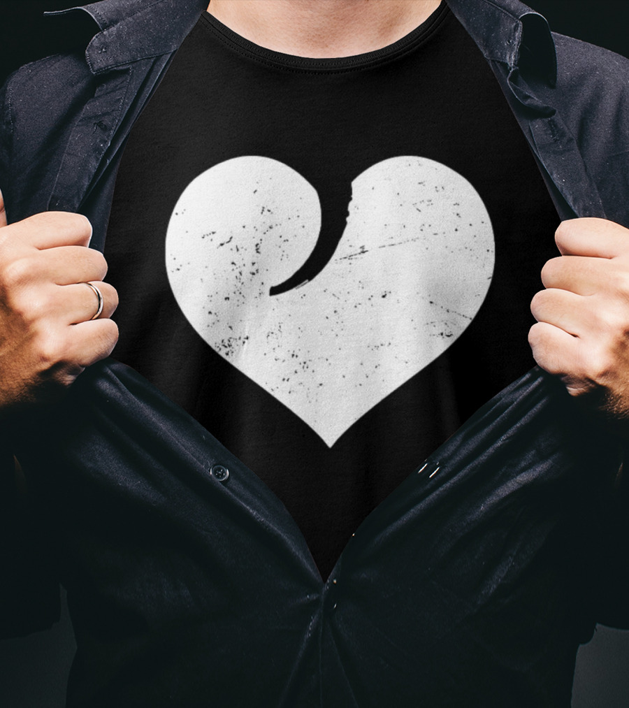 Gun Trigger Heart Distressed White Heart Shape T-Shirt