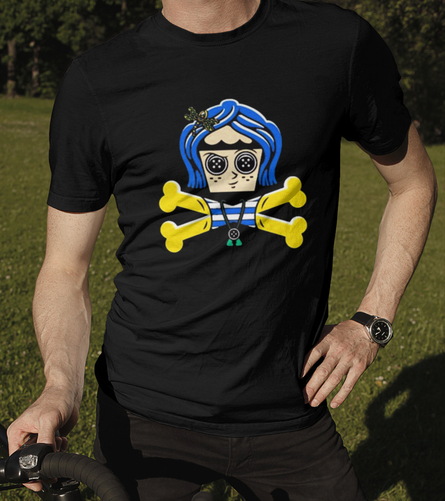 Coraline Inspired Button Eyed Crossbones By Johnny Cupcakes T-Shirt