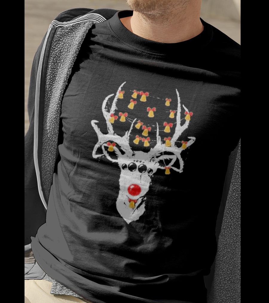 Reindeer Deer Christmas Rudolph With Bells T-Shirt