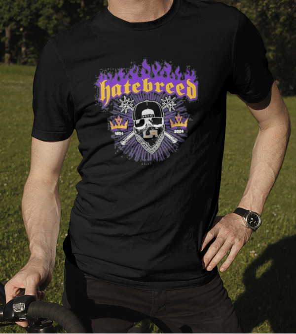 Hatebreed 1994 2024 Los Angeles CA Event October 16 Skull Crown Flames T-Shirt
