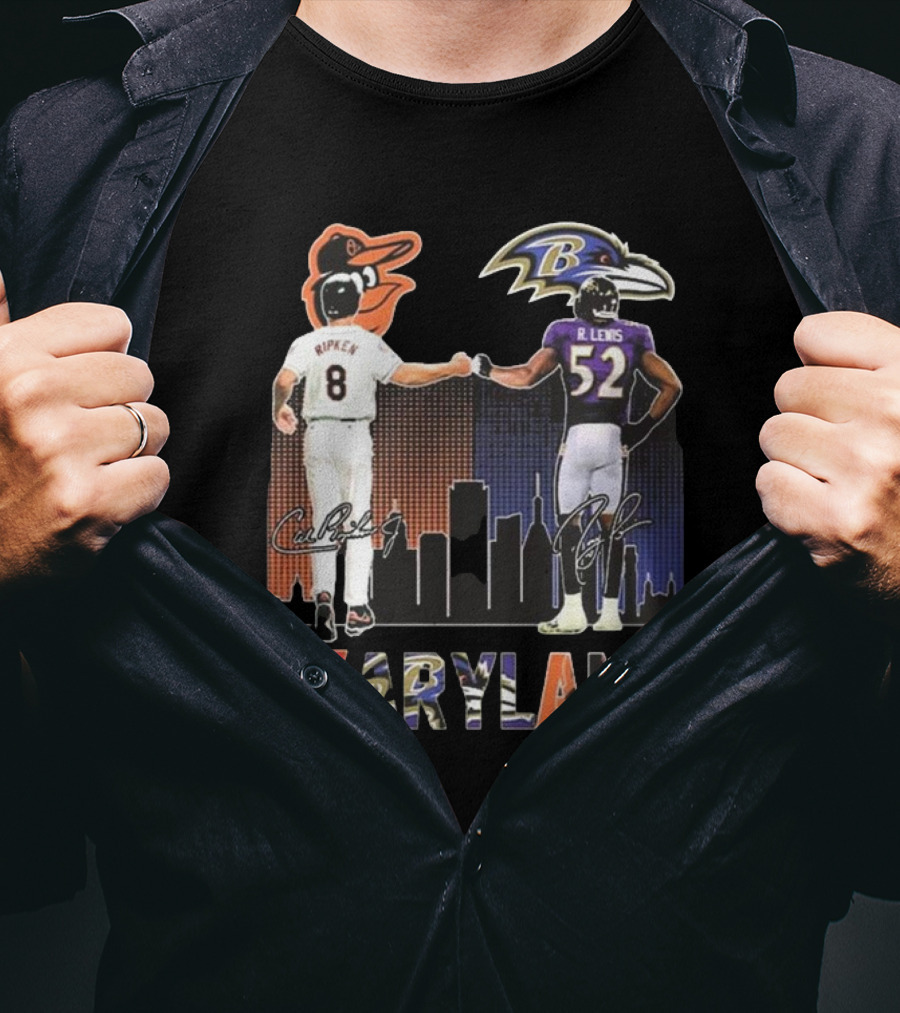 Orioles Ripken Ravens Lewis Maryland Icons And Signatures T-Shirt