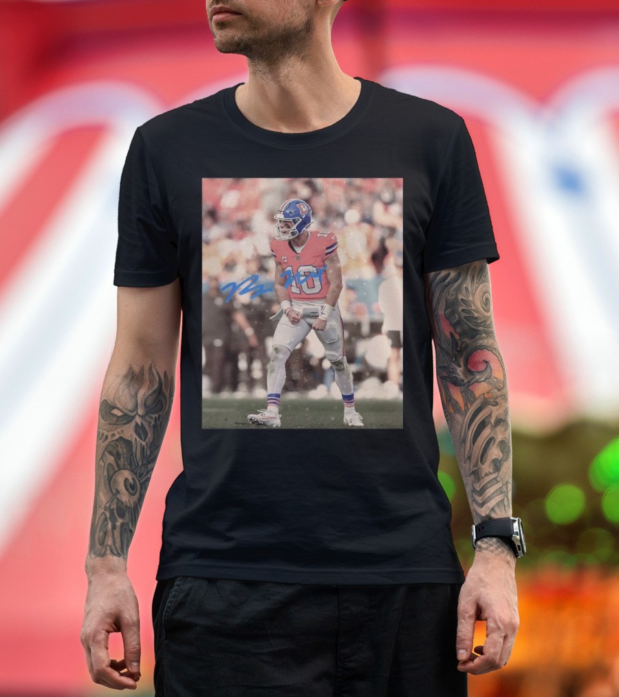 Bo Nix Denver Broncos NFL Player 10 Signature Photo T-Shirt
