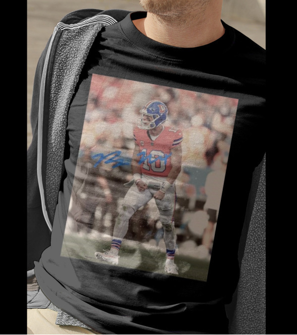 Bo Nix Denver Broncos NFL Player 10 Signature Photo T-Shirt